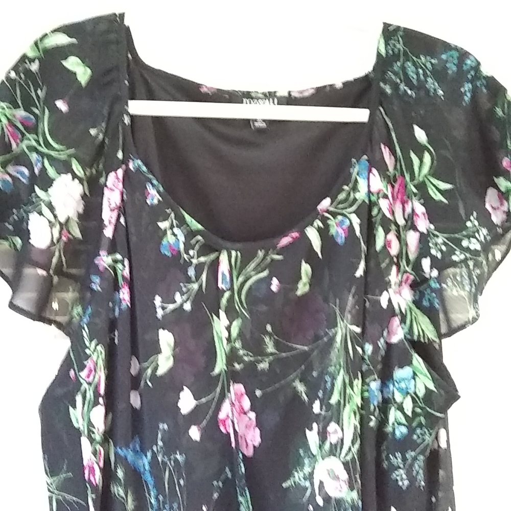 *****REDUCED PRICE*****Black Blouses with pink and cream flowers